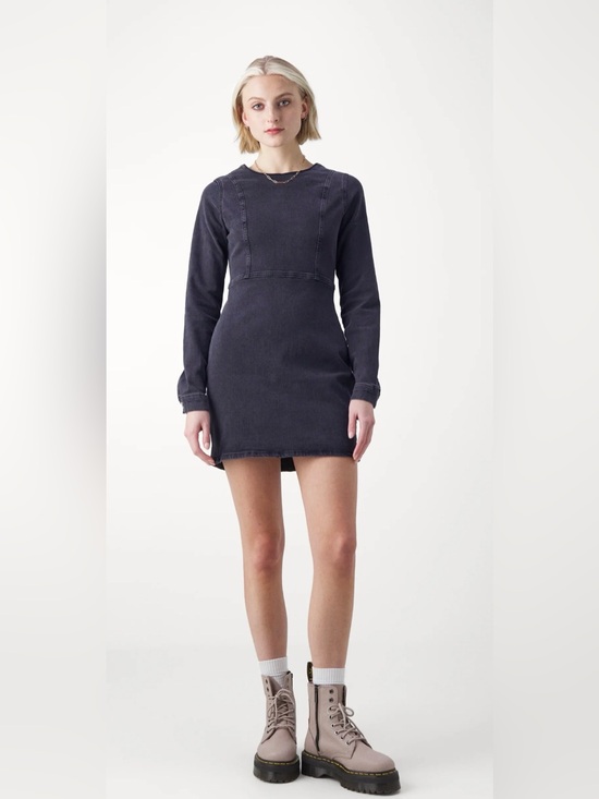 Noisy may Dresses & Skirts - Noisy May NMPELLA Dark Charcoal Washed Denim Fitted Waist Mini Dress S